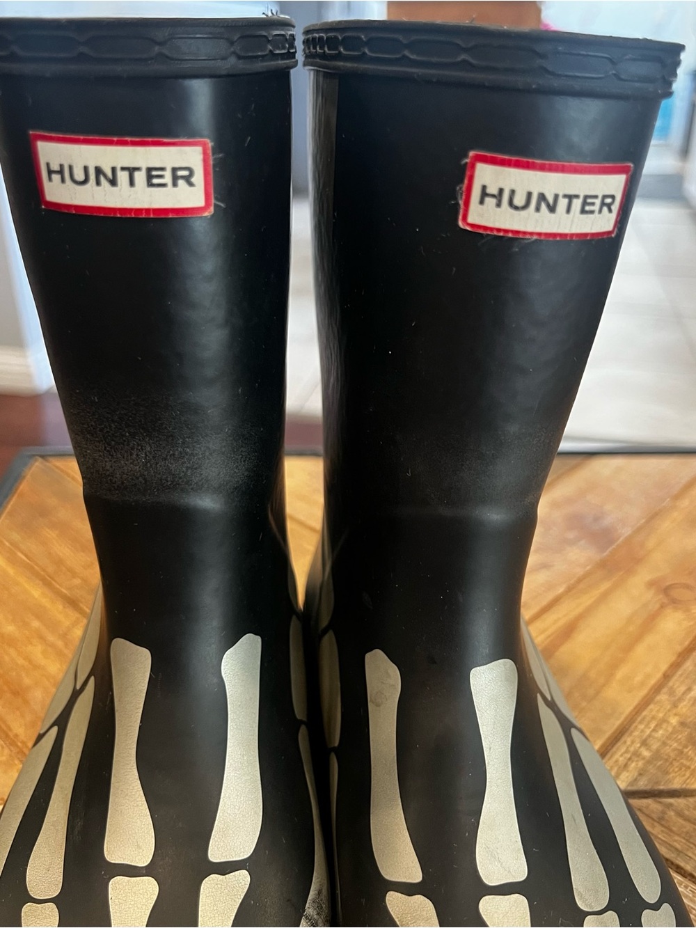 Hunter Kids Black Silver Skeleton Rain Boots Halloween Size 3 - Picture 16 of 16